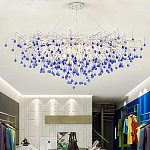 Люстра овальная с синими стеклянными подвесками в форме капель FAIRYTREE Light варинант исполнения - 4 | Loft Concept во Владивостоке