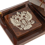 Настольный письменный набор с часами в виде пирамиды из природного камня обсидиана Pyramid of Time варинант исполнения - 3 | Loft Concept во Владивостоке