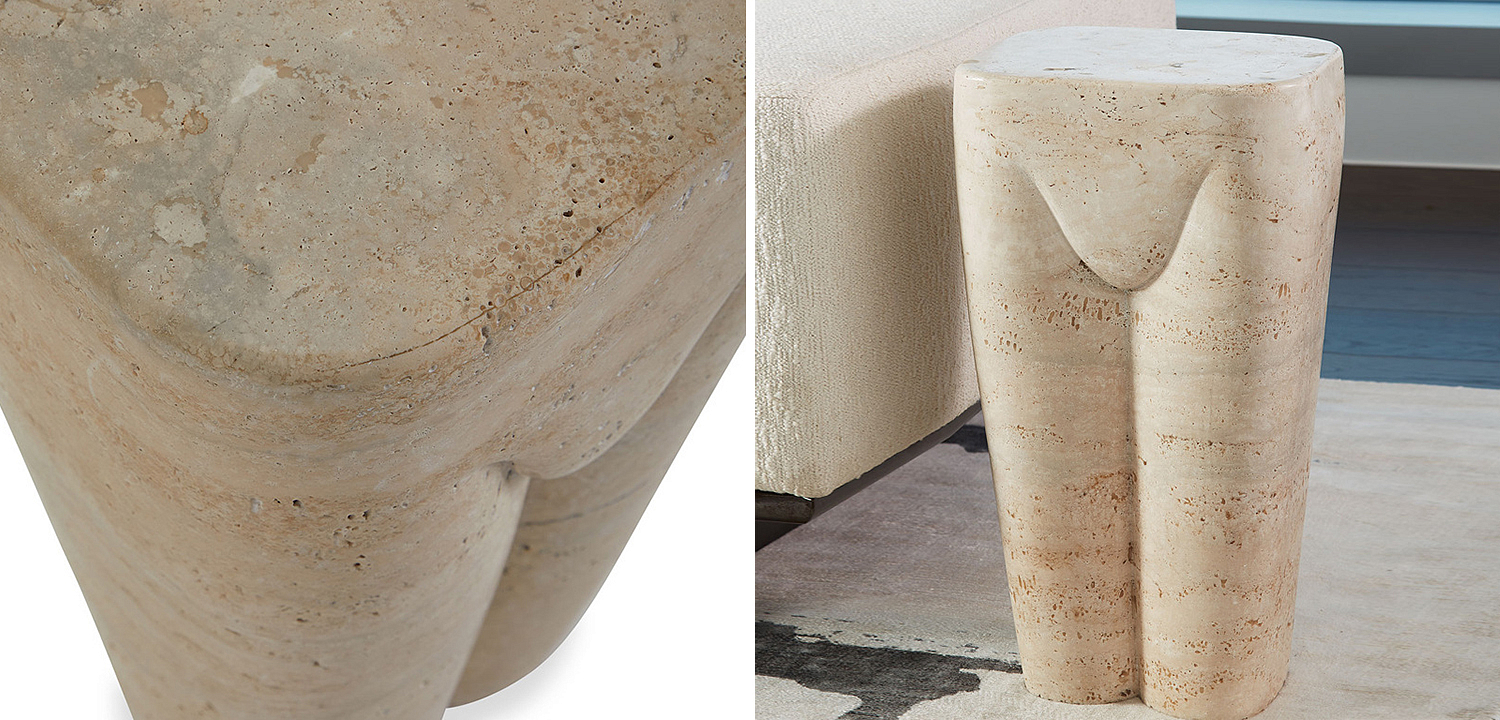 Приставной стол Tianna Travertine Side Table Приставной стол Tianna Travertine Side Table - Loft-Concept во Владивостоке