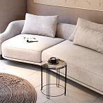 Стол журнальный круглый со столешницей из стекла Gold and Black Marble варинант исполнения - 5 | Loft Concept во Владивостоке