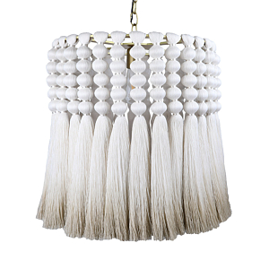 Подвесной светильник круглый плетеный с белой бахромой Braided Bundle of Ears