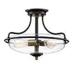 Потолочный светильник со стеклянным плафоном на изогнутых кронштейнах Quoizel  варинант исполнения - 15 | Loft Concept во Владивостоке