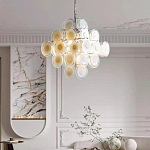 Люстра  с каскадом из круглых декоративных элементов  White Clear Glass Chandelier варинант исполнения - 3 | Loft Concept во Владивостоке