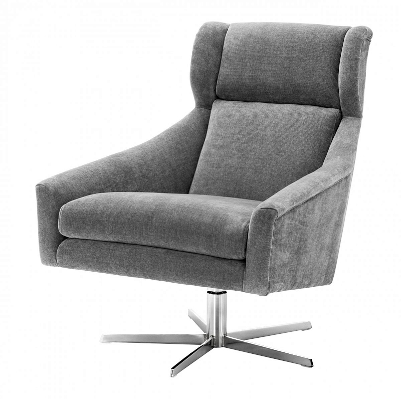 Кресло Eichholtz Swivel Chair Nara Никель Серый Кресло Eichholtz Swivel Chair Nara Никель Серый во Владивостоке | Loft Concept