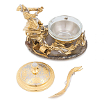 Икорница с декором "Емеля" с гравировкой на подставке из натурального камня Агат Decorative Cavair Dishes варинант исполнения - 2 | Loft Concept во Владивостоке