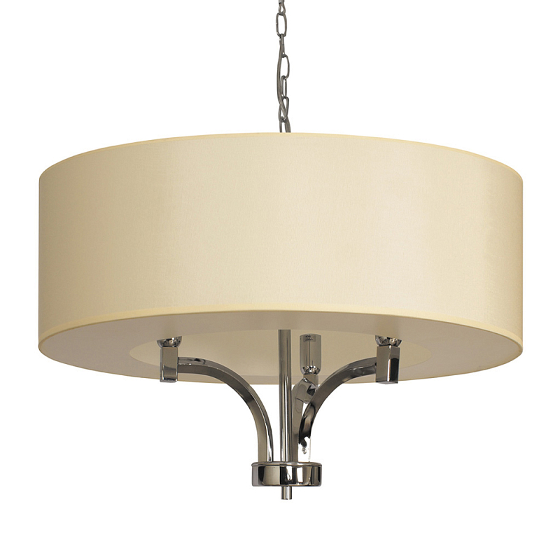 Люстра подвесная с цилиндрическим абажуром кремового цвета Natural Concepts Бежевый Хром во Владивостоке | Loft Concept 