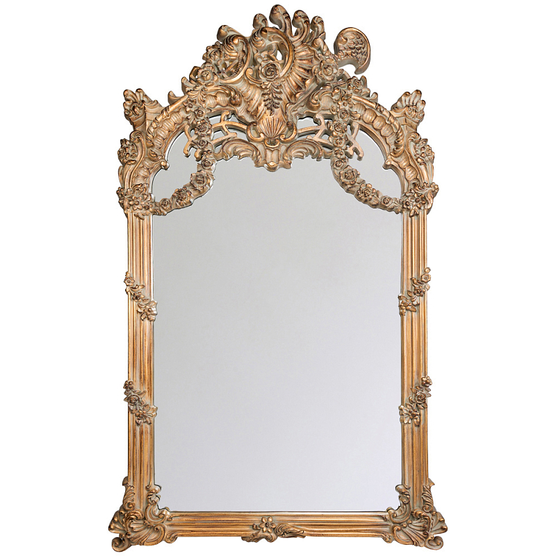 Зеркало настенное в ажурной раме с эффектом старины Classic Ornament Mirror Светло-коричневый Зеркало настенное в ажурной раме с эффектом старины Classic Ornament Mirror Светло-коричневый во Владивостоке | Loft Concept