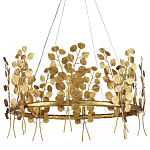 Люстра круглая золотая с декором в виде веток эвкалипта Eucalyptus Branches варинант исполнения - 1 | Loft Concept во Владивостоке