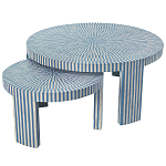 Комплект журнальных столов с инкрустацией Stripes Set of two tables blue варинант исполнения - 1 | Loft Concept во Владивостоке