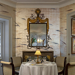 Обои ручная роспись Fishes Blue Pearl on Tarnished Silver gilded silk with pearlescent antiquing варинант исполнения - 6 | Loft Concept во Владивостоке