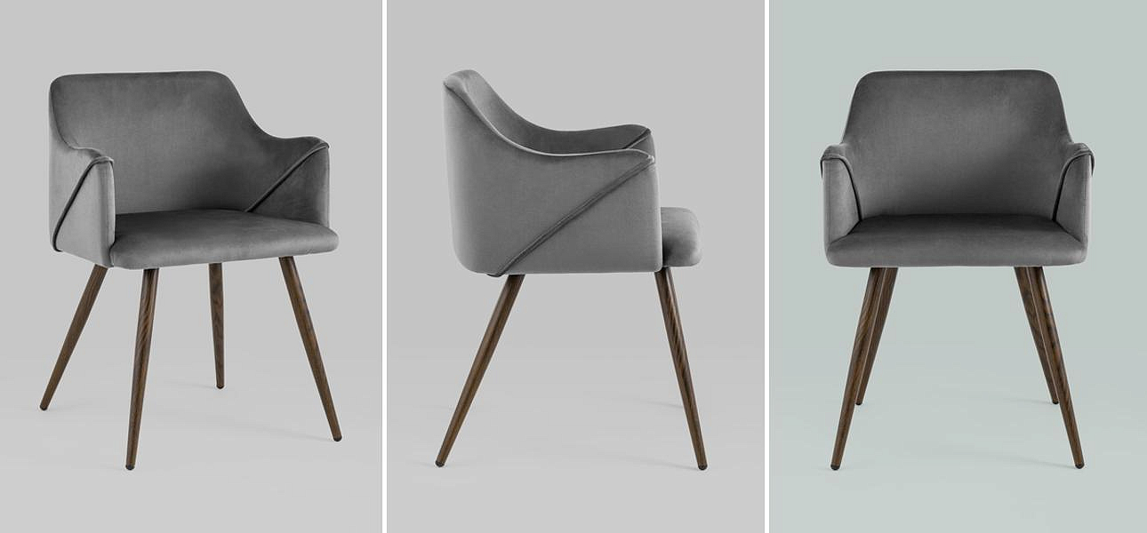 Стул Monarch Chair Серый Велюр Стул Monarch Chair Серый Велюр - Loft-Concept во Владивостоке
