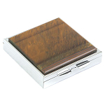 Таблетница карманная квадратная с 4-мя отделениями с зеркалом и накладкой из натурального камня Тигровый глаз Silver Stone Pillboxes варинант исполнения - 1 | Loft Concept во Владивостоке