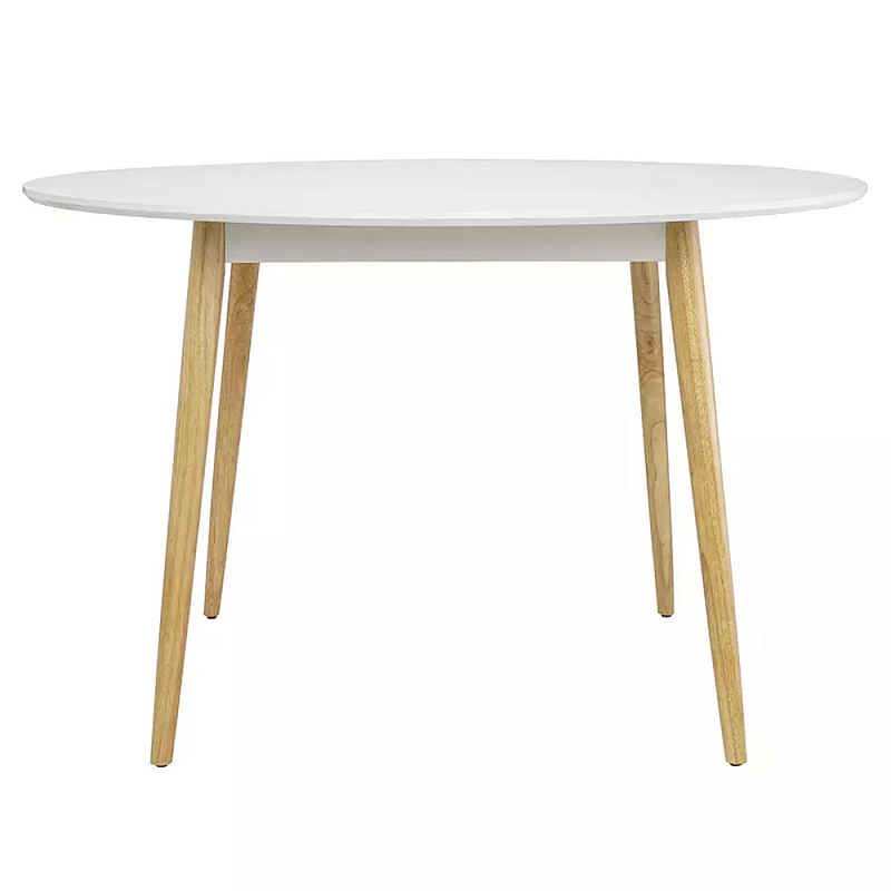 Круглый обеденный стол на 4-х ножках Round Dining Table Mateo Черный Белый Круглый обеденный стол на 4-х ножках Round Dining Table Mateo Черный Белый во Владивостоке | Loft Concept