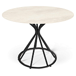 Стол обеденный с круглой керамической столешницей песчаного цвета Sand Ceramics варинант исполнения - 1 | Loft Concept во Владивостоке