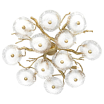 Потолочная люстра круглая ветвистыми бронзовыми элементами и стеклянными рифлеными дисками Textured Glass Chandelier варинант исполнения - 1 | Loft Concept во Владивостоке