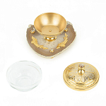 Икорница с декором "Три рыбки" с гравировкой на подставке из натурального камня Агат Decorative Cavair Dishes варинант исполнения - 3 | Loft Concept во Владивостоке