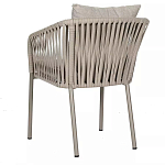 Стул серо-бежевый с декоративным плетением на спинке и подлокотниках Chair Weave варинант исполнения - 5 | Loft Concept во Владивостоке