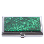 Визитница карманная металлическая с накладкой из натурального камня Малахит Stone Business Card Holders  варинант исполнения - 1 | Loft Concept во Владивостоке