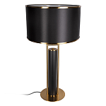 Настольная лампа с чёрным тканевым абажуром и металлическим корпусом золотого цвета Golden Arc варинант исполнения - 2 | Loft Concept во Владивостоке