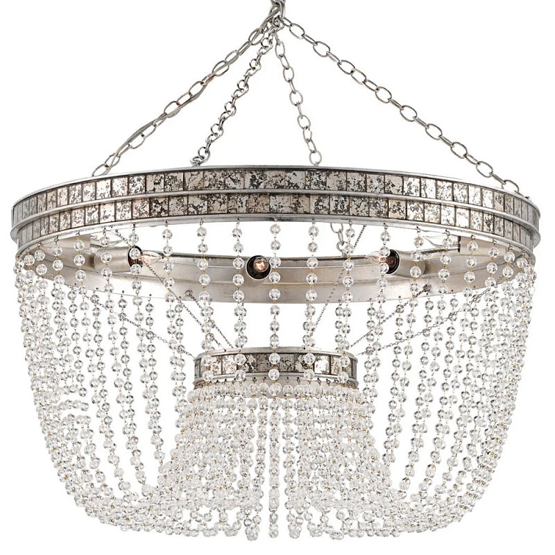 Люстра круглая с нитями хрустальных бусин Sparkling Bead Stripes Серебряный Прозрачный Люстра круглая с нитями хрустальных бусин Sparkling Bead Stripes Серебряный Прозрачный во Владивостоке | Loft Concept