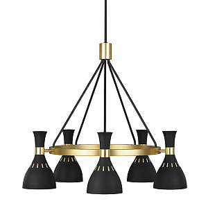 Люстра с 5-ю плафонами в форме песочных часов с узкими перфорированными отверстиями Feiss