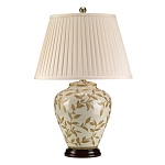 Настольная лампа с фарфоровым основанием бежевого цвета с рисунком и плиссированным абажуром на темной подставке Elstead Lighting варинант исполнения - 6 | Loft Concept во Владивостоке