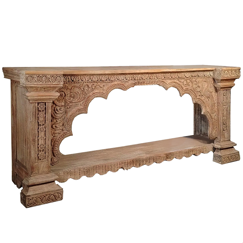 Большая Этническая Консоль с резным орнаментом  Серый во Владивостоке | Loft Concept 