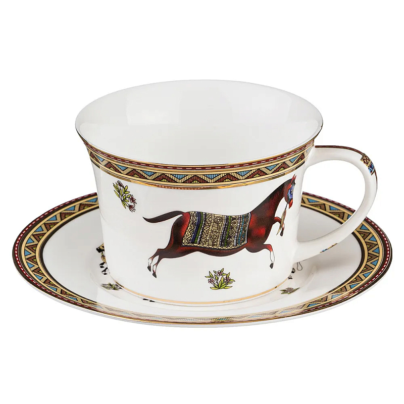 Чайная пара из фарфора с изображением лошади 250 мл Porcelain Horse Set Белый Мульти Чайная пара из фарфора с изображением лошади 250 мл Porcelain Horse Set Белый Мульти во Владивостоке | Loft Concept