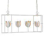 Люстра белая прямоугольная с абажурами в виде цветков тюльпана White Tulips варинант исполнения - 2 | Loft Concept во Владивостоке