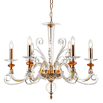 Люстра с 6-ю лампочками и изогнутыми прозрачными элементами из стекла Twisted Glass Candles Chandelier варинант исполнения - 1 | Loft Concept во Владивостоке