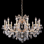 Люстра подвесная с 12-ю лампочками и прозрачными хрустальными подвесками на основании золотого цвета Crystal lamps варинант исполнения - 1 | Loft Concept во Владивостоке