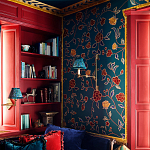 Обои с вышивкой ручной работы Flora Rio colourway on Liso Pine wool sateen варинант исполнения - 1 | Loft Concept во Владивостоке