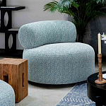 Дизайнерское круглое мягкое кресло в голубой пестрой обивке Roux Round Armchair варинант исполнения - 5 | Loft Concept во Владивостоке