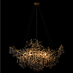 Подвесная люстра в виде ветвей деревьев золотого цвета с прозрачными подвесками-каплями 10 и 14 ламп Droplet Chandelier варинант исполнения - 2 | Loft Concept во Владивостоке
