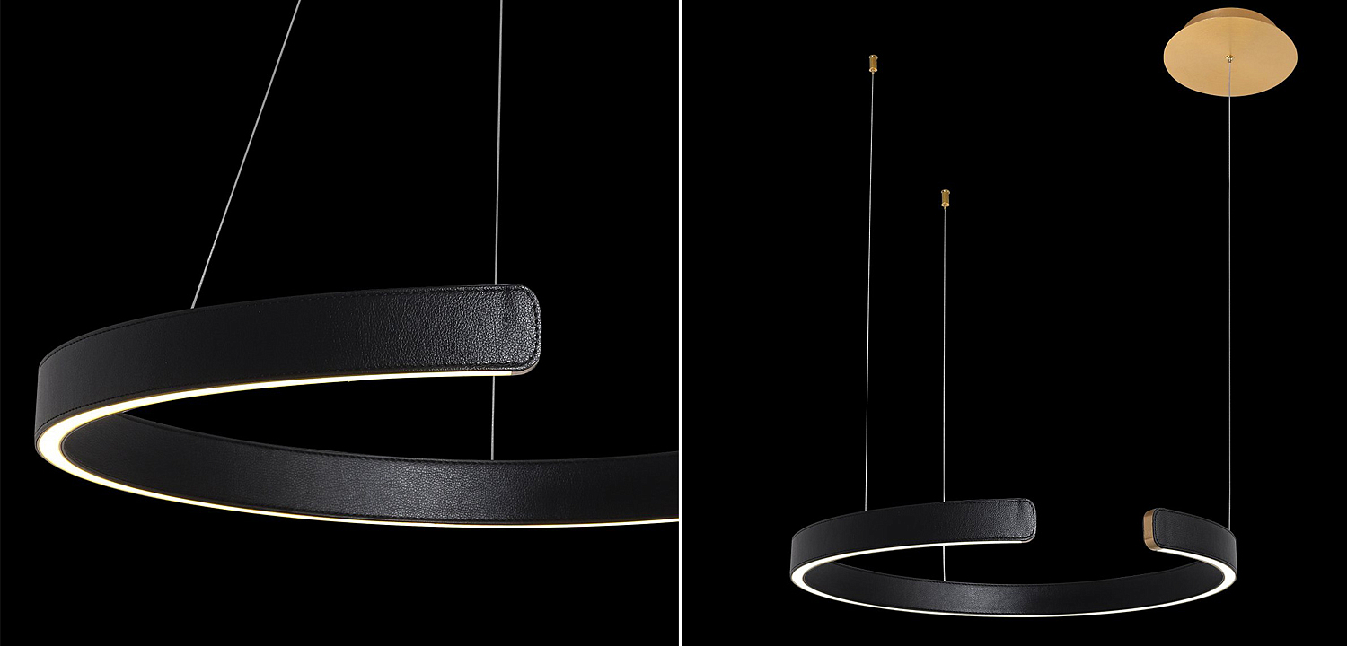 Подвесной светильник Half Ring black leather 60 Подвесной светильник Half Ring black leather 60 - Loft-Concept во Владивостоке