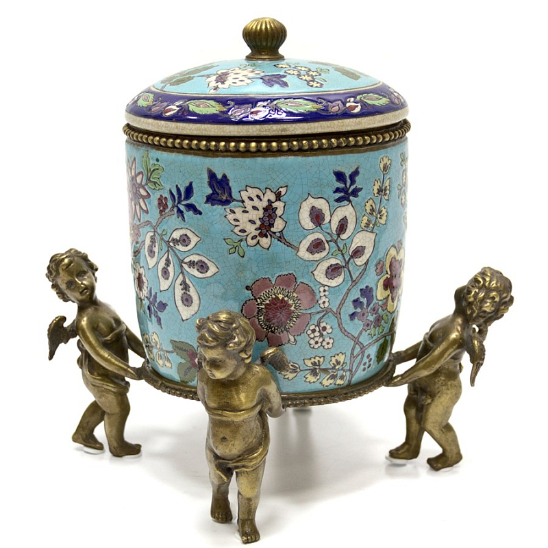 Шкатулка Casket Wonderful Flowers and Putti Голубой Бронза Шкатулка Casket Wonderful Flowers and Putti Голубой Бронза во Владивостоке | Loft Concept