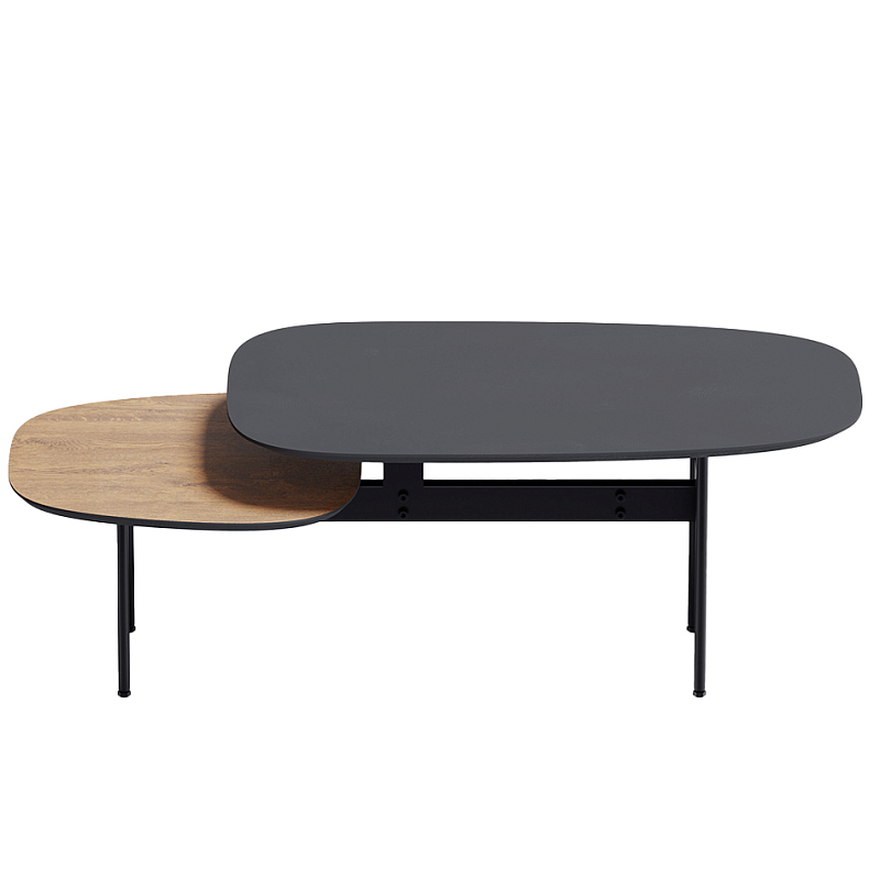 Step журнальный столик из натурального дуба и металла Черный Светлый дуб во Владивостоке | Loft Concept 