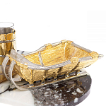 Икорница со стопками с декором "Рыбак с санями" с гравировкой на подставке из натуральных камней Агат Мрамор Decorative Cavair Dishes варинант исполнения - 6 | Loft Concept во Владивостоке