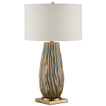 Настольная лампа с фактурным корпусом и тканевым абажуром Smooth Peaks варинант исполнения - 3 | Loft Concept во Владивостоке