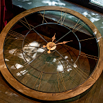 Часы настенные деревянные с римскими цифрами бронзового цвета Clock with History варинант исполнения - 3 | Loft Concept во Владивостоке