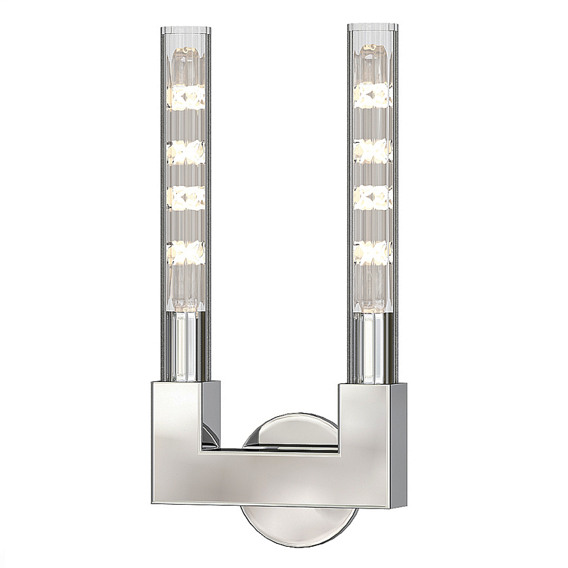 Бра CANNELLE wall lamp DOUBLE Sconces Chrome Хром Прозрачное Стекло во Владивостоке | Loft Concept 