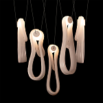 Подвесной светильник белого цвета с 6-ю изогнутыми плафонами Flow Loop варинант исполнения - 7 | Loft Concept во Владивостоке