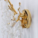 Бра золотого цвета с ветвями и белыми овальными стеклянными подвесками Droplet Chandelier варинант исполнения - 6 | Loft Concept во Владивостоке