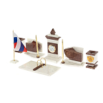 Настольный письменный набор из мрамора и лемезита с гербом и флагом России Marble Accessory варинант исполнения - 2 | Loft Concept во Владивостоке