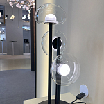 Настольная лампа с тремя прозрачными куполообразными плафонами и черным металлическим основанием Flos Wireline Lighting варинант исполнения - 4 | Loft Concept во Владивостоке