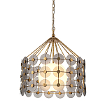 Люстра подвесная с круглыми дисками из серого фактурного стекла с белым матовым шаром внутри Quintiesse варинант исполнения - 1 | Loft Concept во Владивостоке