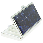 Таблетница карманная прямоугольная на 7 отделений с зеркалом и накладкой из натурального камня Содалит Silver Stone Pillboxes варинант исполнения - 1 | Loft Concept во Владивостоке