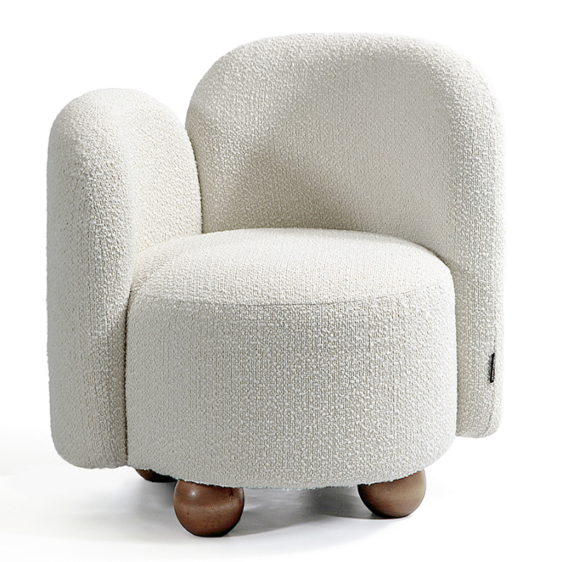 Кресло White Wooden Balls Белый Коричневый во Владивостоке | Loft Concept 