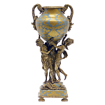 Ваза голубого цвета из фарфора с золотым растительным орнаментом и бронзовыми фигурками женщин Eden Garden porcelain and bronze варинант исполнения - 2 | Loft Concept во Владивостоке