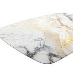 Обеденный стол с прямоугольной столешницей из стекла на черных металлических ножках White Marble варинант исполнения - 4 | Loft Concept во Владивостоке